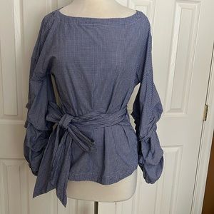 Max Jean Navy blue & white gingham shirt Medium never worn